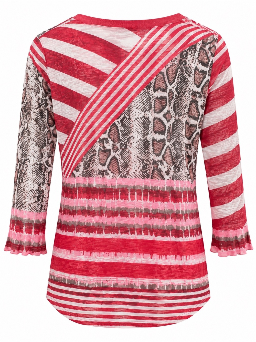 David Cline Medium Mixed Print Animal Stripe 3/4 Sleeve Tunic Top - Picture 4 of 8